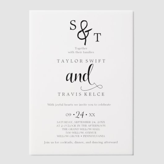 Minimale moderne vellum uitnodiging (Voorkant)