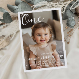 Minimale moderne verjaardagsfoto-uitnodiging kaart