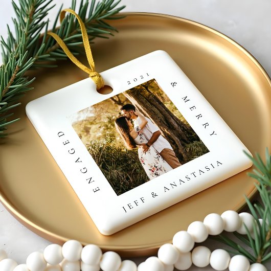 Minimale moderne Verloving voor foto's & grove fot Keramisch Ornament