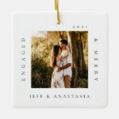 Minimale moderne Verloving voor foto's & grove fot Keramisch Ornament (Voorkant)