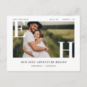 Minimale Moderne Vette Bruiloft Paar Monogram Foto Briefkaart (Voorkant)