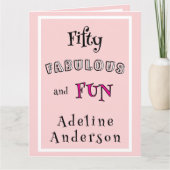 Minimale Moderne Vijftig Fabulous Fun Roze 50 Verj Kaart (Voorkant)