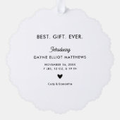 Minimale Moderne Volledige Foto Eerste Kerstmis Ornament Kaart (Achterkant)