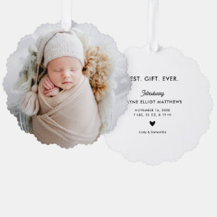 Minimale Moderne Volledige Foto Eerste Kerstmis Ornament Kaart