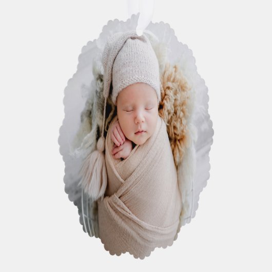 Minimale Moderne Volledige Foto Eerste Kerstmis Ornament Kaart (Rechts)