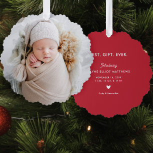 Minimale Moderne Volledige Foto Eerste Kerstmis Ornament Kaart