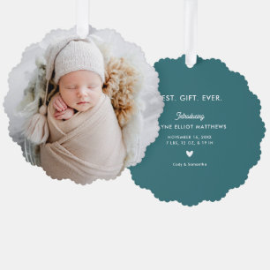 Minimale Moderne Volledige Foto Eerste Kerstmis Ornament Kaart