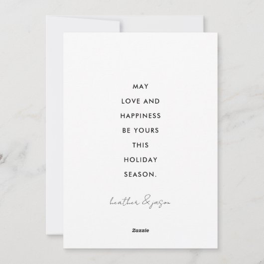 Minimale moderne vreugde witte zwarte foto feestdagenkaart (Achterkant)