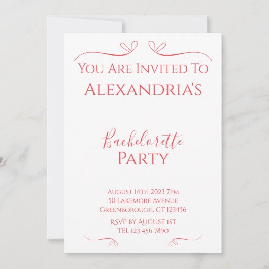 Minimale moderne vrijgezellenfeest kaart (Voorkant)