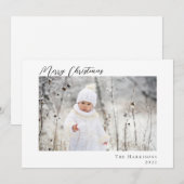 Minimale moderne vrolijke kerstfoto feestdagenkaart (Voorkant / Achterkant)