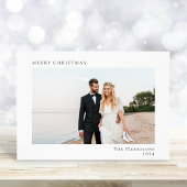 Minimale moderne vrolijke kerstfoto feestdagenkaart