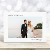 Minimale moderne vrolijke kerstfoto feestdagenkaart