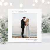 Minimale moderne vrolijke kerstfoto feestdagenkaart