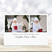 Minimale moderne vrolijke kerstfoto feestdagenkaart