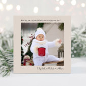 Minimale moderne vrolijke kerstfoto Taupe Feestdagenkaart