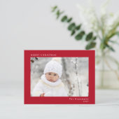 Minimale moderne vrolijke kerstrode foto feestdagenkaart (Staand voorkant)