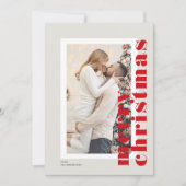 Minimale moderne vrolijke kerstscriptfoto feestdagenkaart (Voorkant)