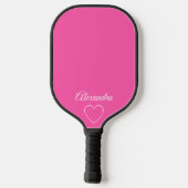 Minimale moderne waanvoornaam, roze en wit pickleball paddle (Achterkant)