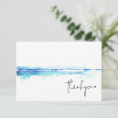 Minimale moderne waterverf blauwe bruidsdouche bedankkaart (Staand voorkant)