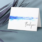 Minimale moderne waterverf blauwe bruidsdouche bedankkaart