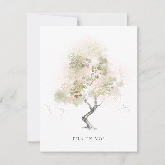 Minimale moderne Waterverf boomgaard groen Bedankkaart (Voorkant)