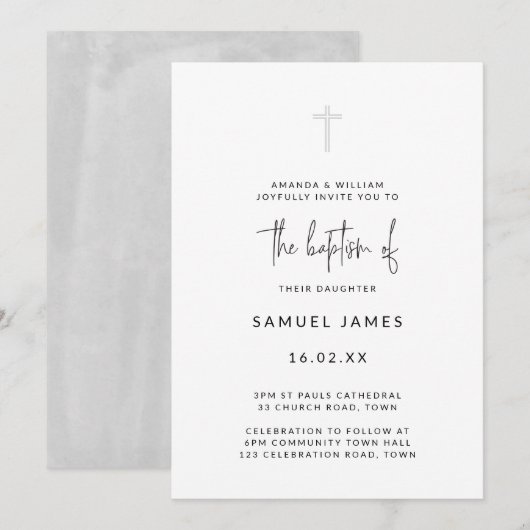 Minimale moderne waterverf handgeschreven grijze D Kaart (Voorkant / Achterkant)