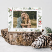 Minimale moderne waterverf vakantie hulst foto feestdagenkaart