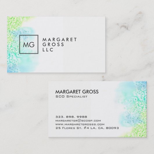 Minimale moderne Waterverven Ombre Visitekaartje (Voorkant / Achterkant)