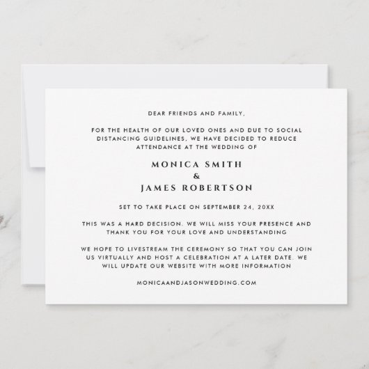 Minimale moderne we zijn onze trouwfoto aan het ve aankondiging (Achterkant)