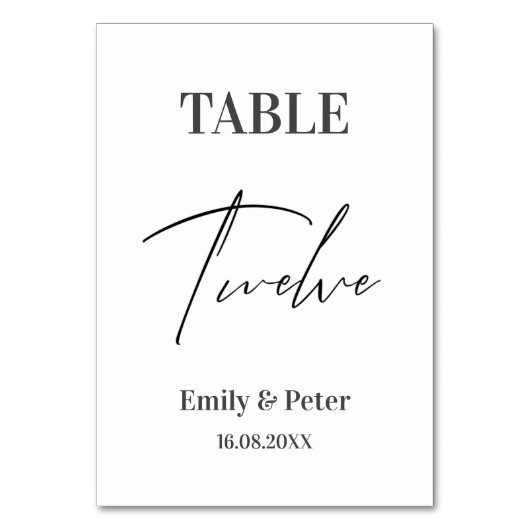 Minimale moderne WEDDING Party Number TWELVE Kaart (Achterkant)
