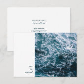Minimale moderne week van het blauwe-oceaanhuwelij save the date (Voorkant / Achterkant)