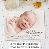 Minimale moderne welkomstfoto aankondiging