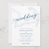 Minimale Moderne Wequassett Resort Kaart Bruiloft (Voorkant)