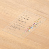 Minimale moderne Wildflowers bruiloft Acryl Uitnodigingen (Laagn)