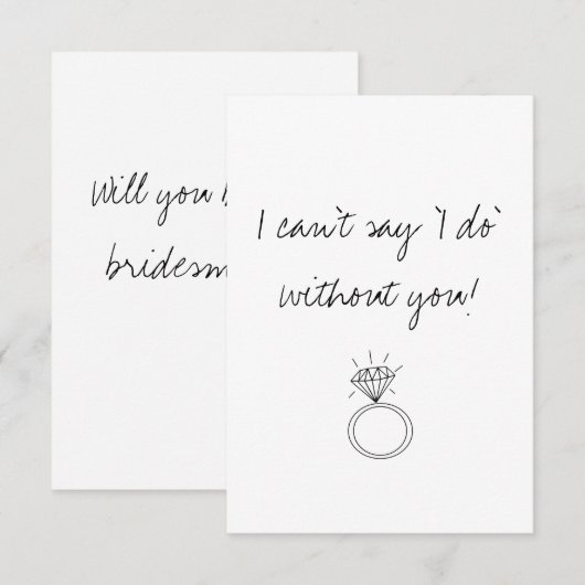 Minimale moderne Will jij bent mijn bruidsmeisje (Voorkant / Achterkant)