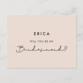 Minimale moderne Will jij bent mijn bruidsmeisje Briefkaart (Voorkant)