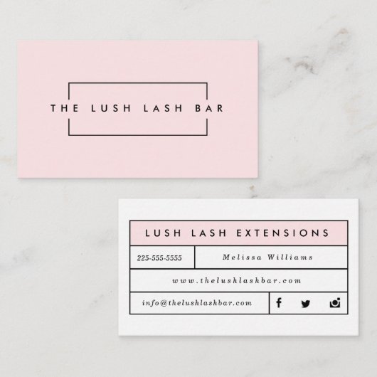 Minimale moderne wimper- en wenkbrauwzaken visitekaartje (Voorkant / Achterkant)