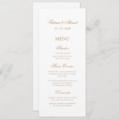 Minimale Moderne Wit Goud Moslim Trouwtafel Menu (Voorkant / Achterkant)