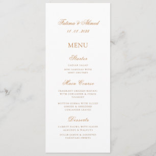 Minimale Moderne Wit Goud Moslim Trouwtafel Menu