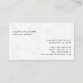 Minimale & Moderne Wit Marmer Zilveren naamplaat Visitekaartje (Achterkant)