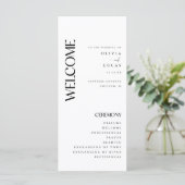 Minimale & moderne witte bruiloft programmakaart (Staand voorkant)