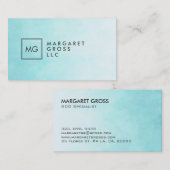 Minimale moderne witte en blauwe Waterverven Ombre Visitekaartje (Voorkant / Achterkant)