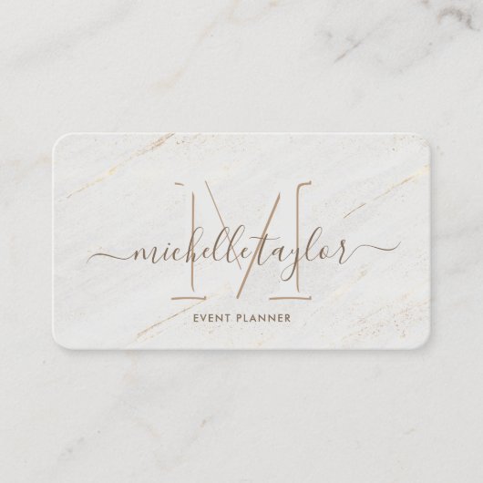 Minimale moderne witte marmer handtekening visitekaartje (Voorkant)