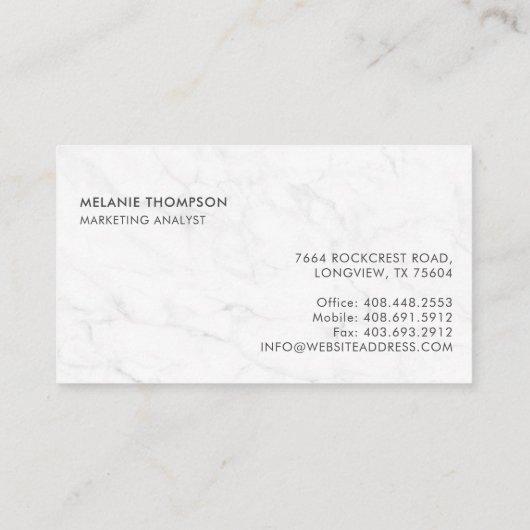 Minimale & Moderne Witte Marmeren Blush Roze naamp Visitekaartje (Achterkant)