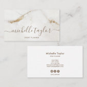 Minimale moderne witte marmergoudhandtekening visitekaartje (Voorkant / Achterkant)