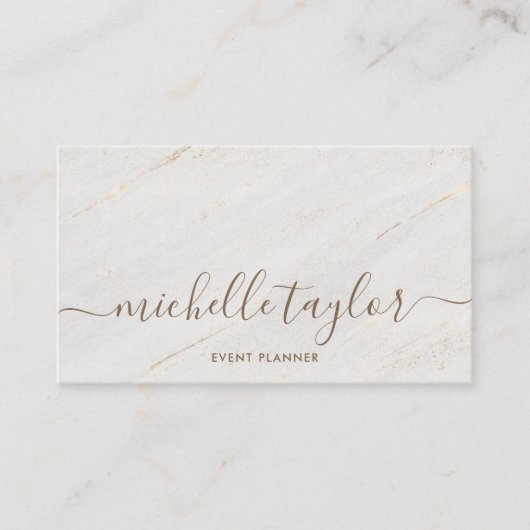 Minimale moderne witte marmergoudhandtekening visitekaartje (Voorkant)