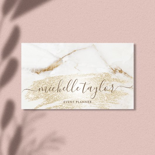 Minimale moderne witte marmergoudhandtekening visitekaartje
