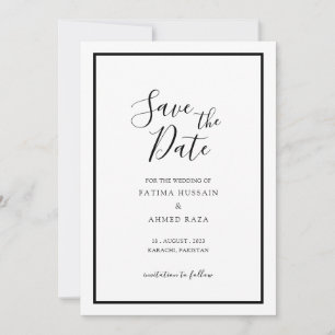 Minimale Moderne Witte Moslim Trouwdatum Besparen Save The Date