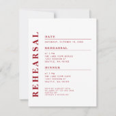 Minimale moderne witte rode repetitie diner elegan kaart (Voorkant)