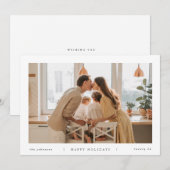 Minimale moderne witte zwarte foto feestdagenkaart (Voorkant / Achterkant)